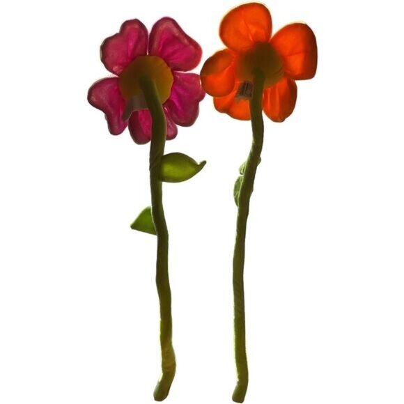 Plush Happy Sun Flower Toys With Smiley Faces Orange & Pink - Picture 7 of 8